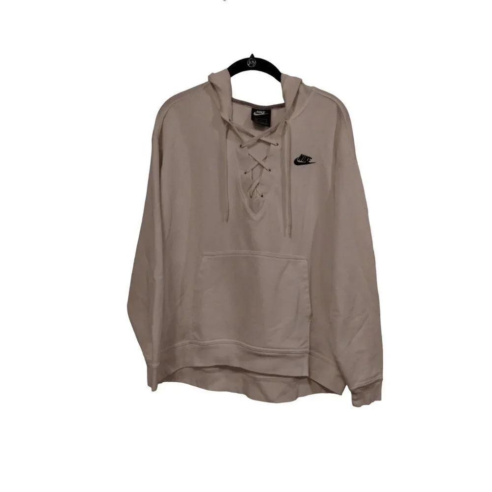 Nike hockey style tie white hooded sweatshirt